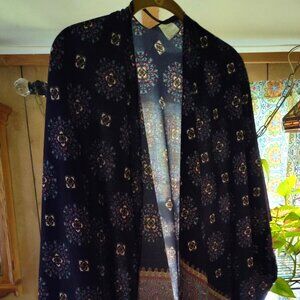 Nice Spring, cool summer night Navy blue print shawl. Ships Free